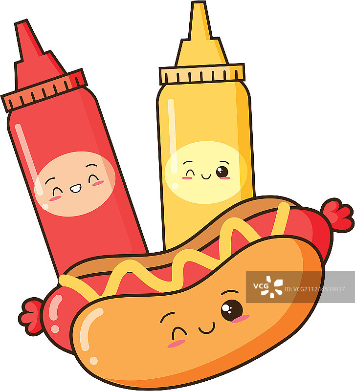 可爱卡通热狗酱料图片素材