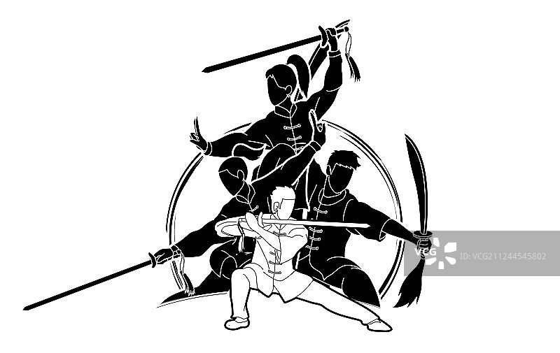 武术剑术姿势图案图片素材