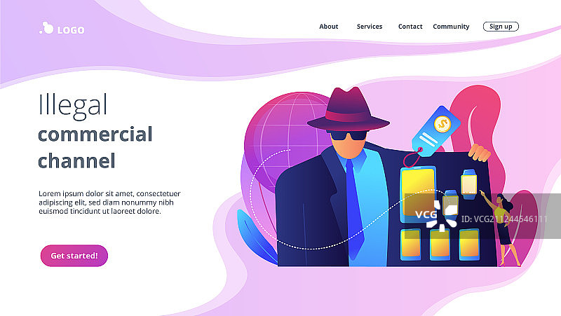 灰色市场概念着陆页图片素材