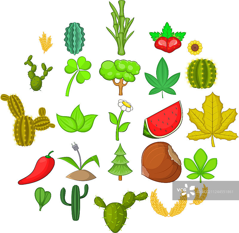 卡通风格仙人掌图标集图片素材