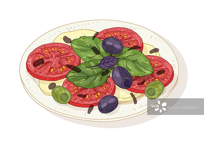 白色背景上的卡普雷塞沙拉图片素材