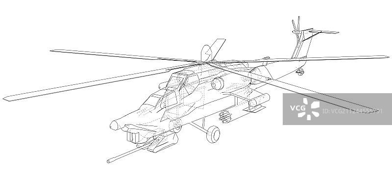 军用直升机轮廓剪影图片素材