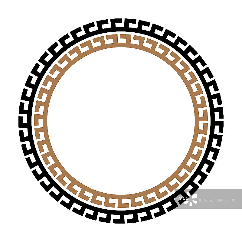 希腊回纹圆形边框，埃及亚述风格图片素材