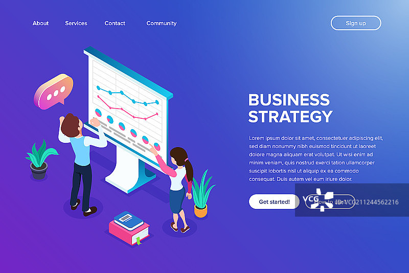 2.5D增长或商业策略概念图片素材