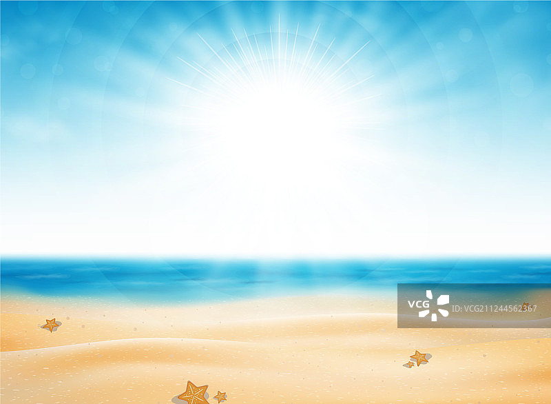 夏季海滩阳光蓝天景色图片素材