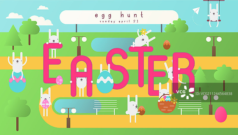 公园地图上的复活节彩蛋狩猎图片素材