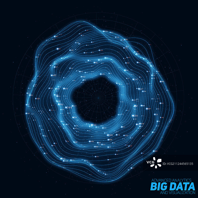大型蓝色圆形数据未来科技可视化图片素材
