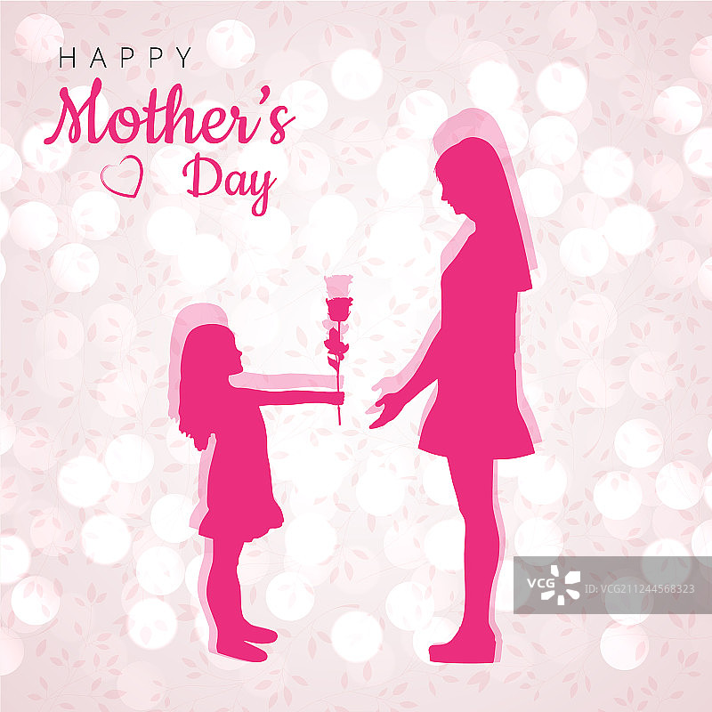 母亲节女儿与玫瑰海报图片素材