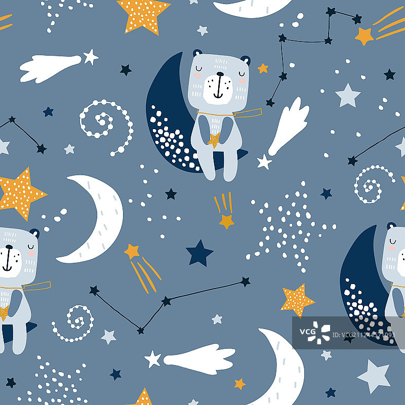 可爱的卡通熊无缝图案图片素材