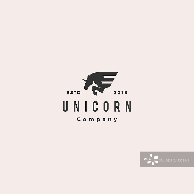 复古潮流独角兽飞马标志图片素材