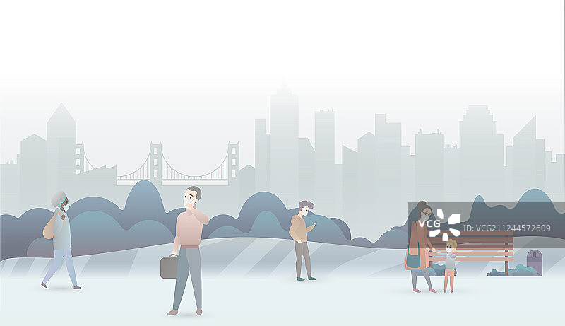 悲伤的人们遭受空气污染图片素材