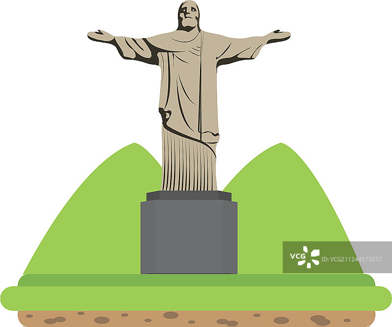 基督宗教雕像与山景图片素材