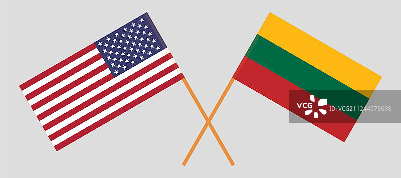 美国和立陶宛旗帜图片素材