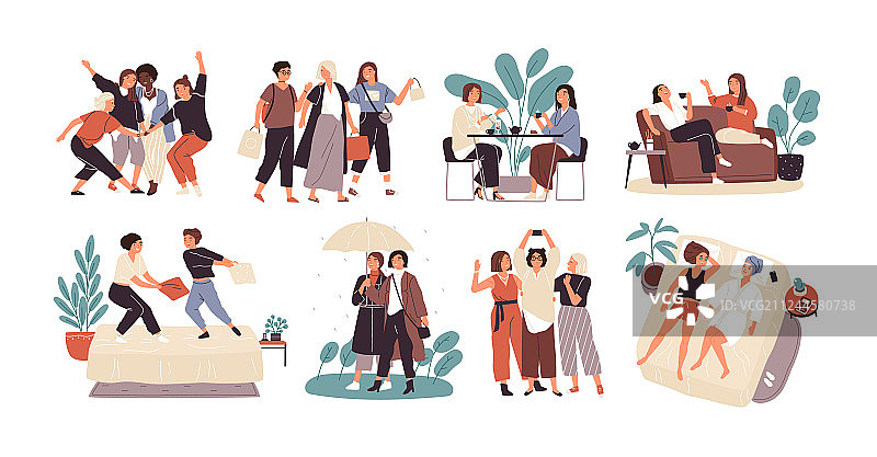 年轻女性或女孩朋友聚会图片素材