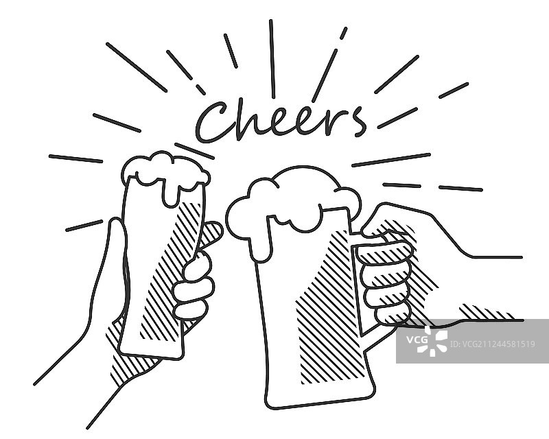 黑白啤酒碰杯图片素材