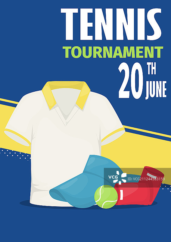 带有网球盾牌的网球锦标赛海报图片素材