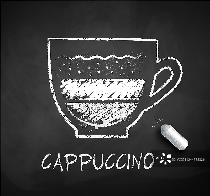 卡布奇诺咖啡的黑白素描图片素材