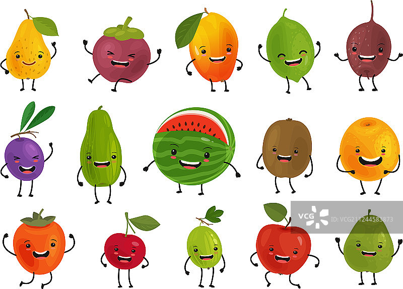 有趣的卡通水果新鲜食品概念图片素材