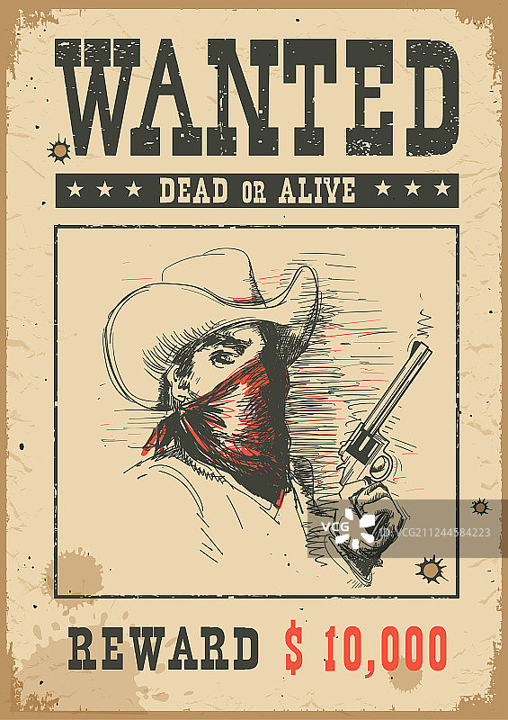 通缉海报：西部土匪图片素材