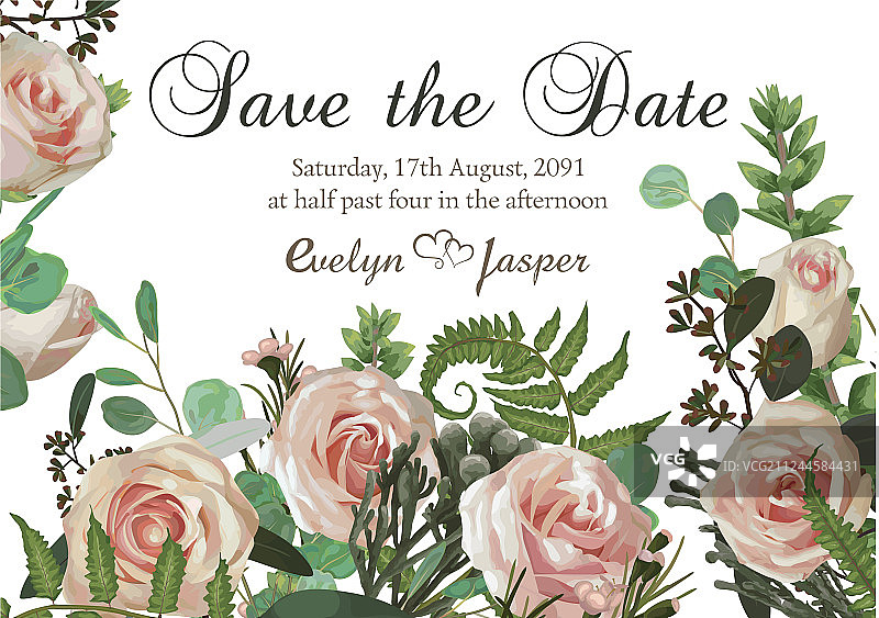 绿色水彩花卉设计的卡片图片素材