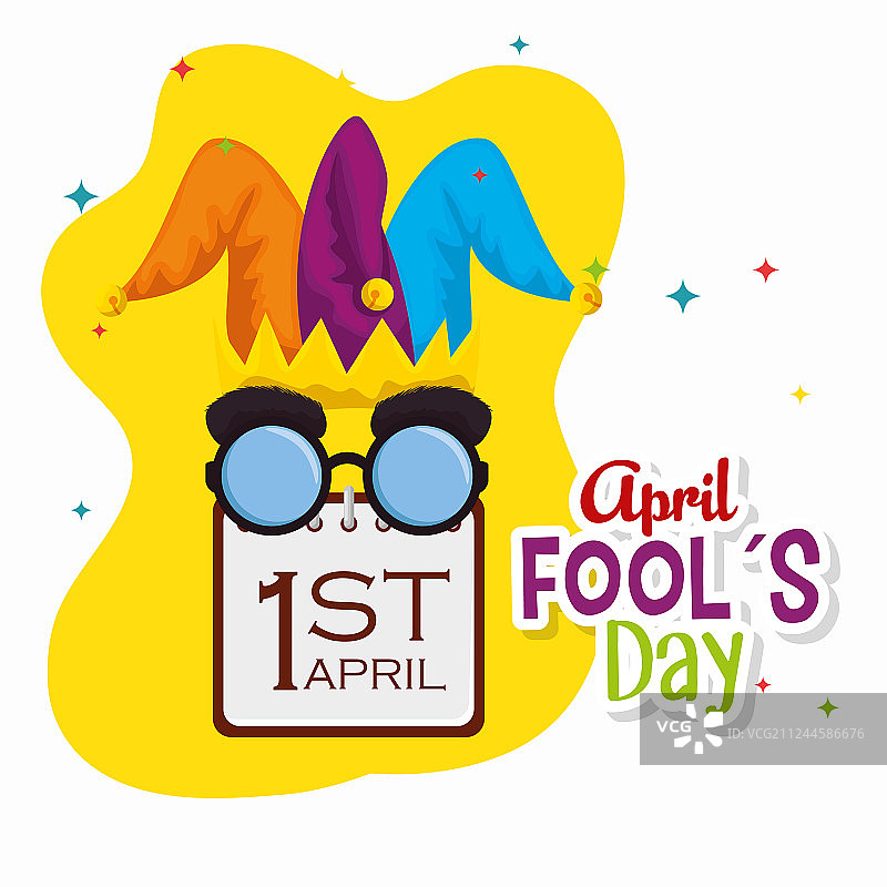 戴着滑稽眼镜和日历的愚人节小丑帽图片素材