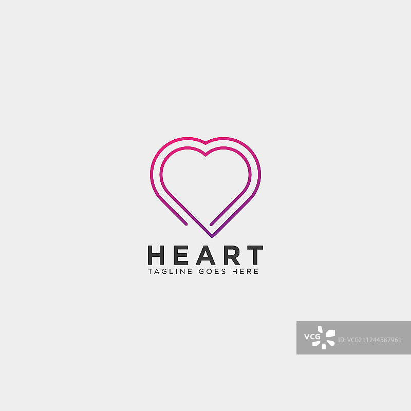 约会爱心线条Logo模板图标元素图片素材
