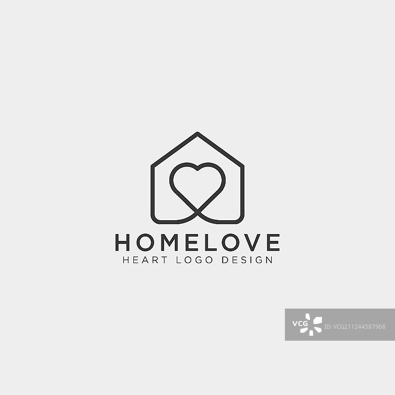爱心家园线条logo模板元素图片素材