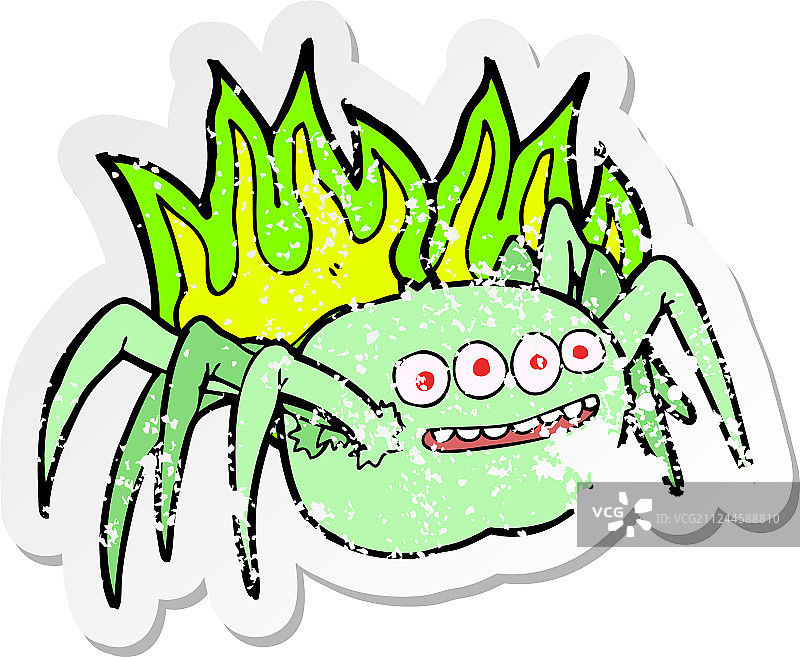 卡通幽灵复古磨损贴纸图片素材