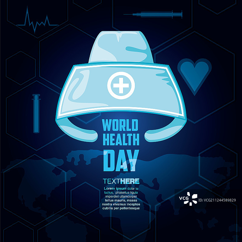 世界卫生日护士帽贺卡图片素材