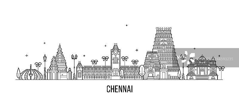 印度泰米尔纳德邦金奈城市天际线图片素材