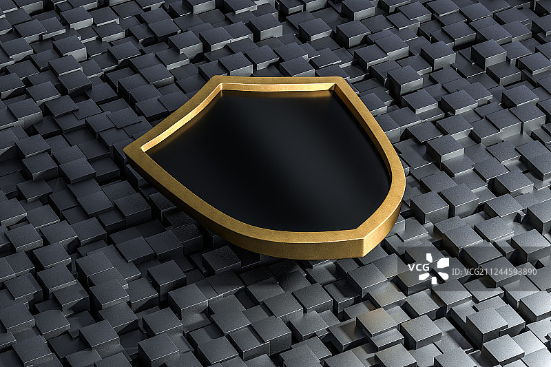 护盾与科技感背景，三维渲染图片素材