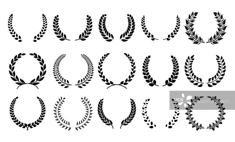 桂冠花环奖杯纹章剪影图片素材