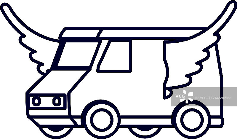 带翅膀的配送服务车图片素材