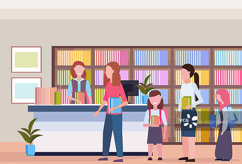 排队借书的人们图片素材