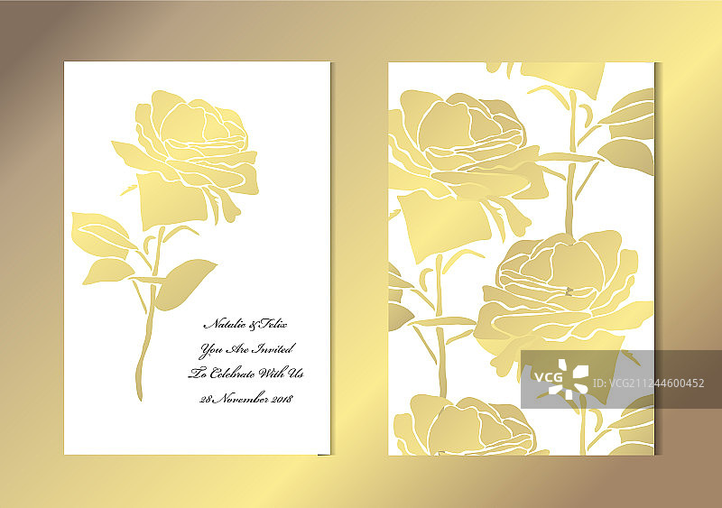 金色花卉卡片套装图片素材
