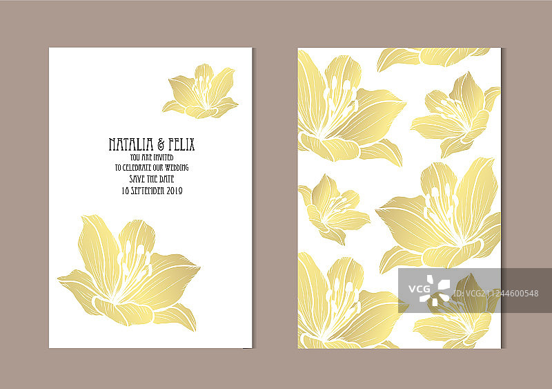 金色花卉卡片套装图片素材