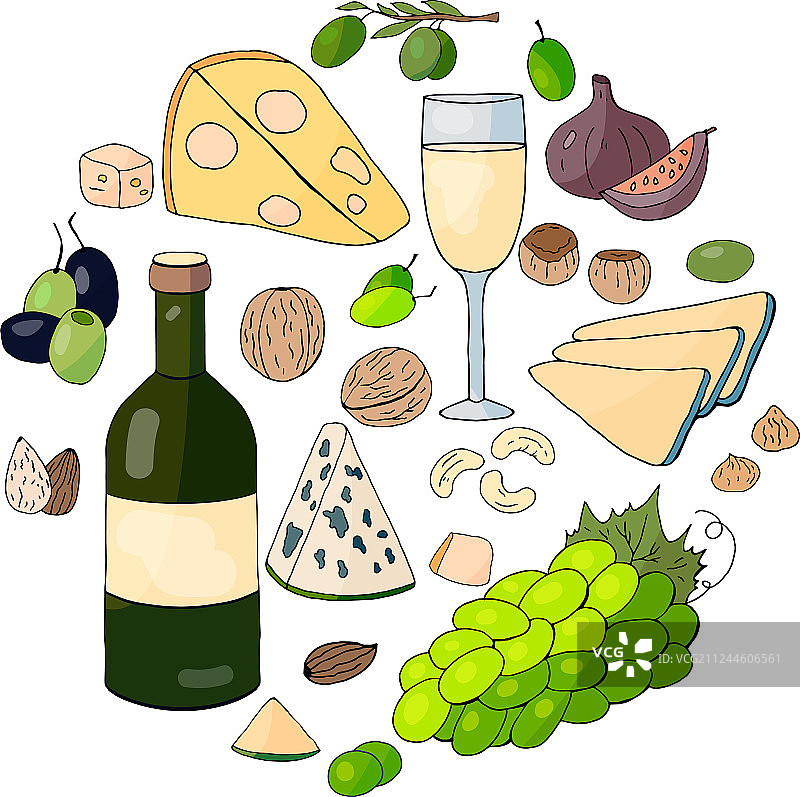 手绘葡萄酒具合集图片素材