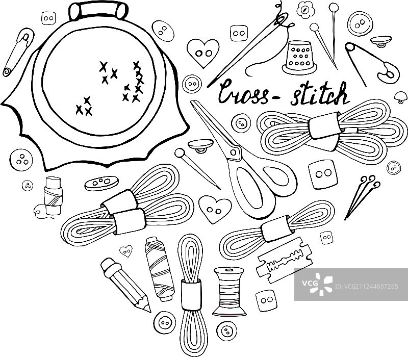 手绘黑白元素图案图片素材