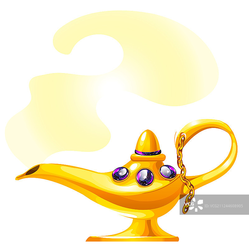 白色背景上的金色魔法油灯图片素材