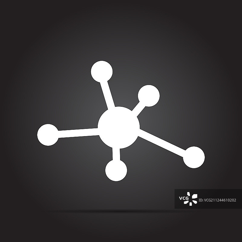 黑色背景上的白色分子阴影图标图片素材