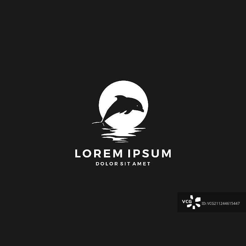 海豚月亮海湾海滩Logo图片素材