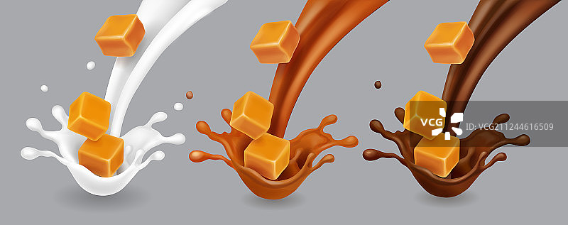 焦糖牛奶巧克力飞溅效果图片素材