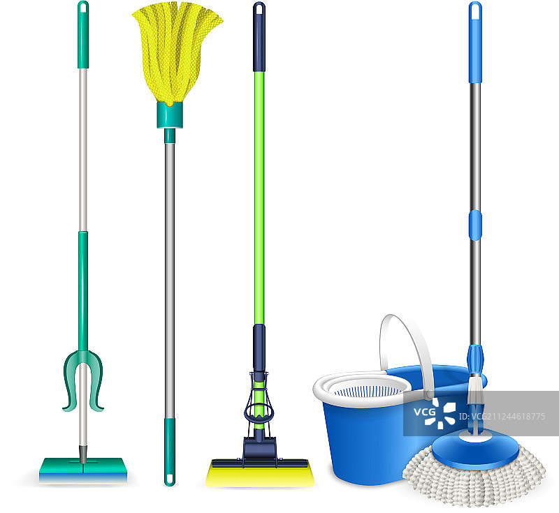 逼真风格的拖把图标合集图片素材