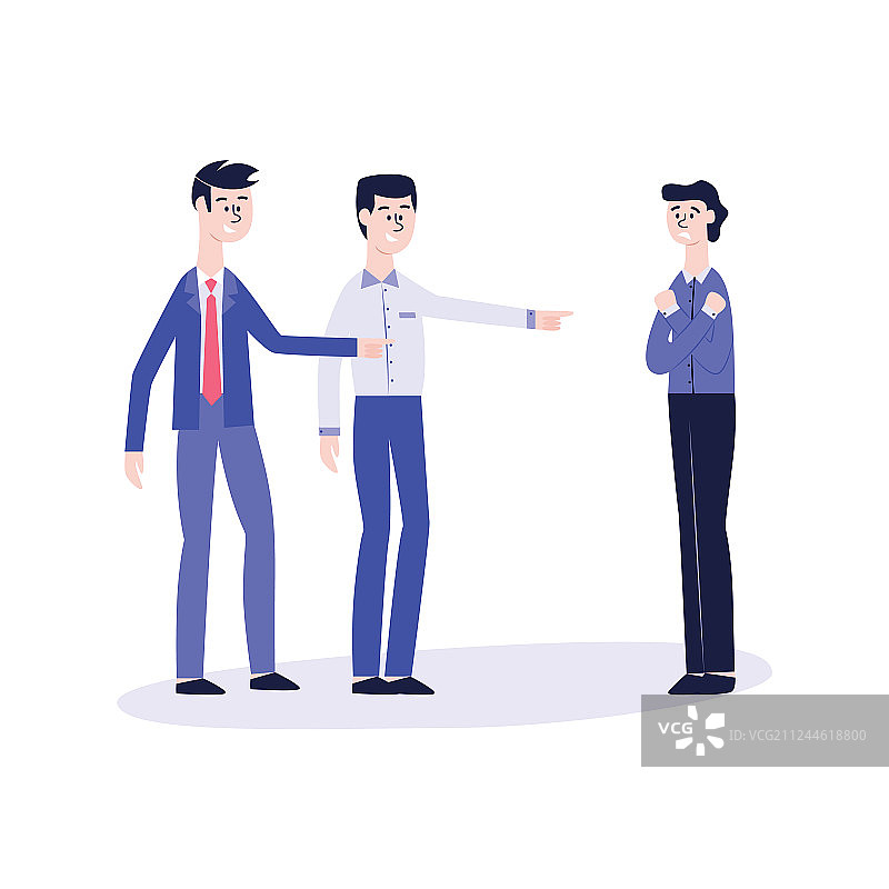 办公室欺凌：男性嘲笑受害者图片素材
