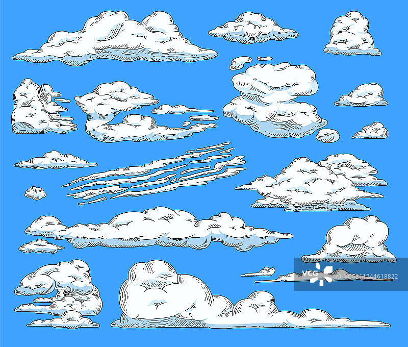抽象素描蓝色天空云彩图标图片素材