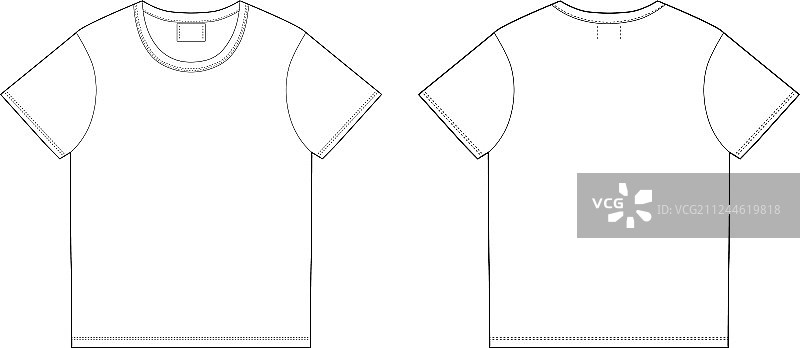 T恤设计模板（正面和背面）图片素材
