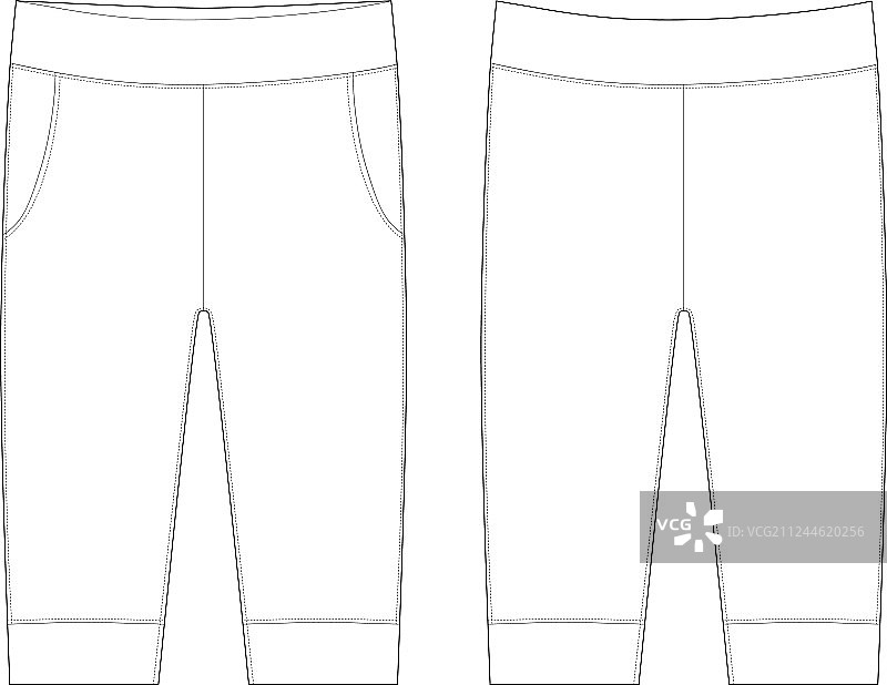 婴儿服装长裤扁平手绘草图图片素材