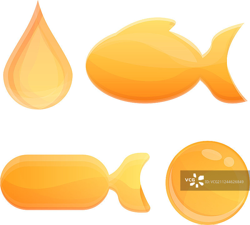 卡通风格鱼油图标合集图片素材