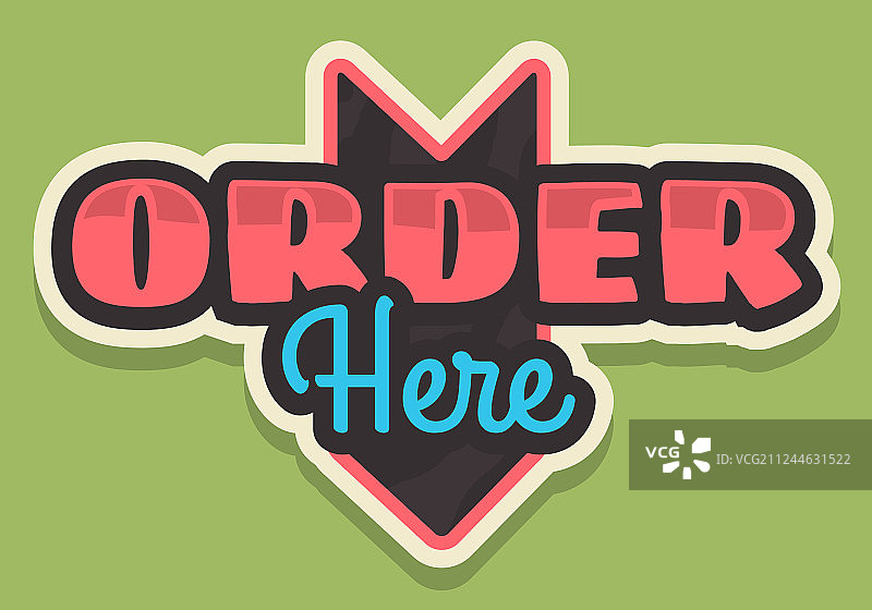 在此下单箭头标志复古排版图片素材