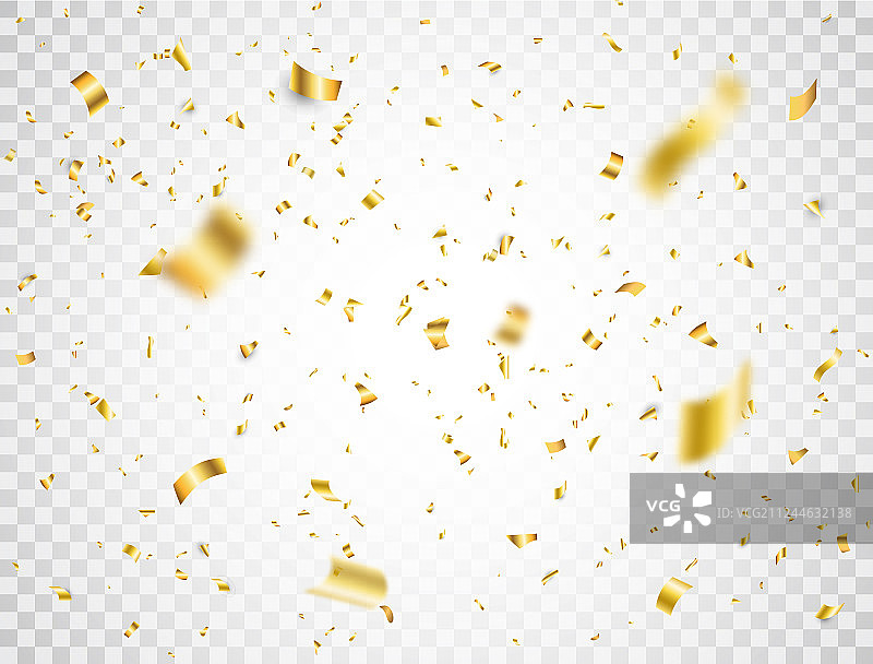 透明背景上洒落的闪亮纸屑图片素材